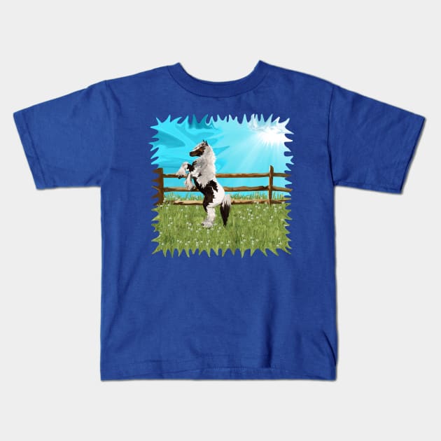 The Vanner Horse On a Heavenly Field of Daisies Kids T-Shirt by distortionart